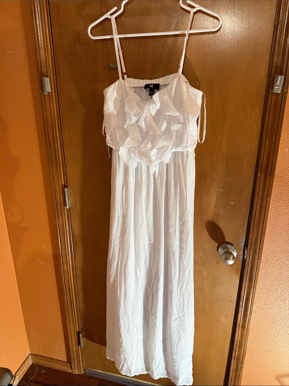 Iz Byer White Ruffled Maxi Dress